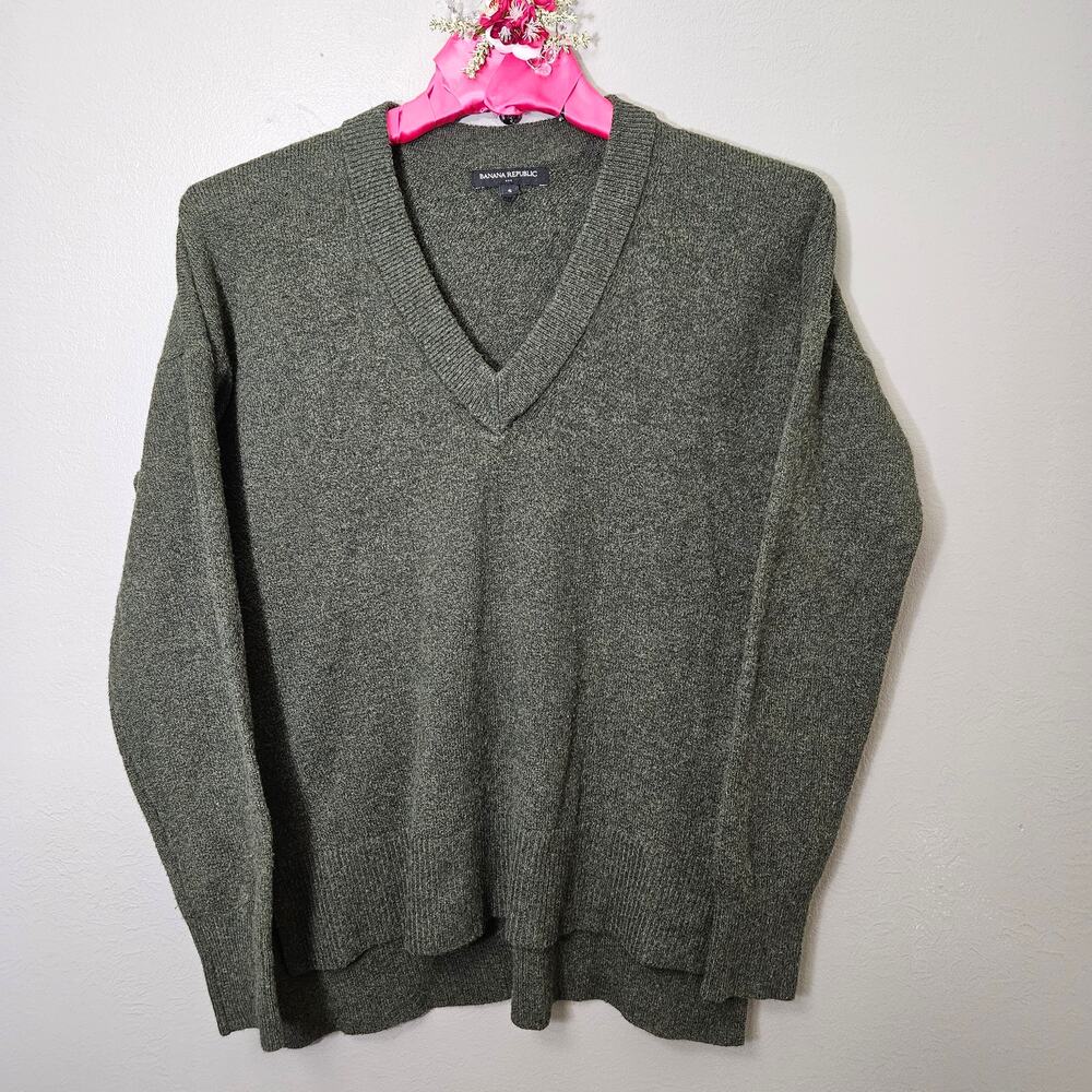 Grungy Banana Republic Womens S Olive V-Neck Tunic Sweater Goblincore Capsule